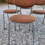 Chromed metal and wool chairs