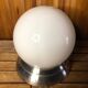 Ancienne applique opaline blanc + support céramique & contour alu vintage #a508