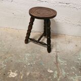 Turned wood tripod stool