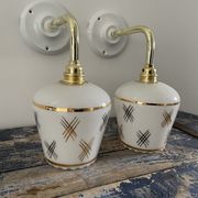 Pair of vintage white opaline sconces