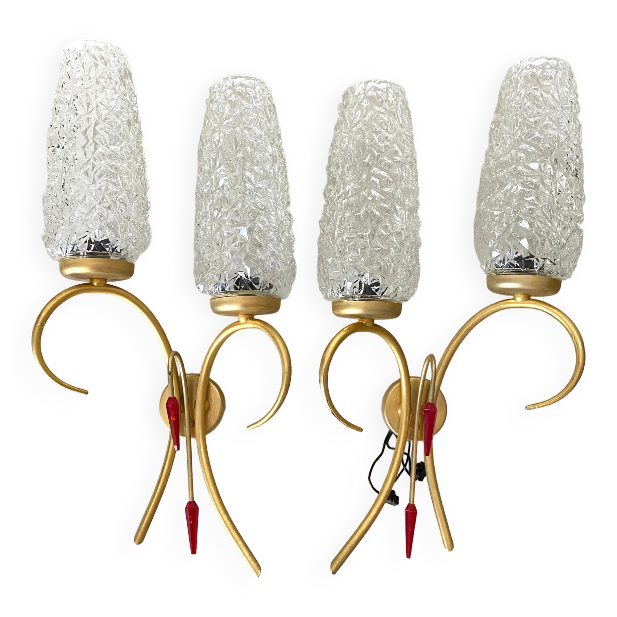 Pair of double design wall lamps 60s