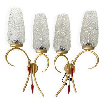 Pair of double design wall lamps 60s