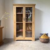 Glass cabinet or display case in pine 1950