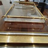 Rectangular brass and metal tray, 70s