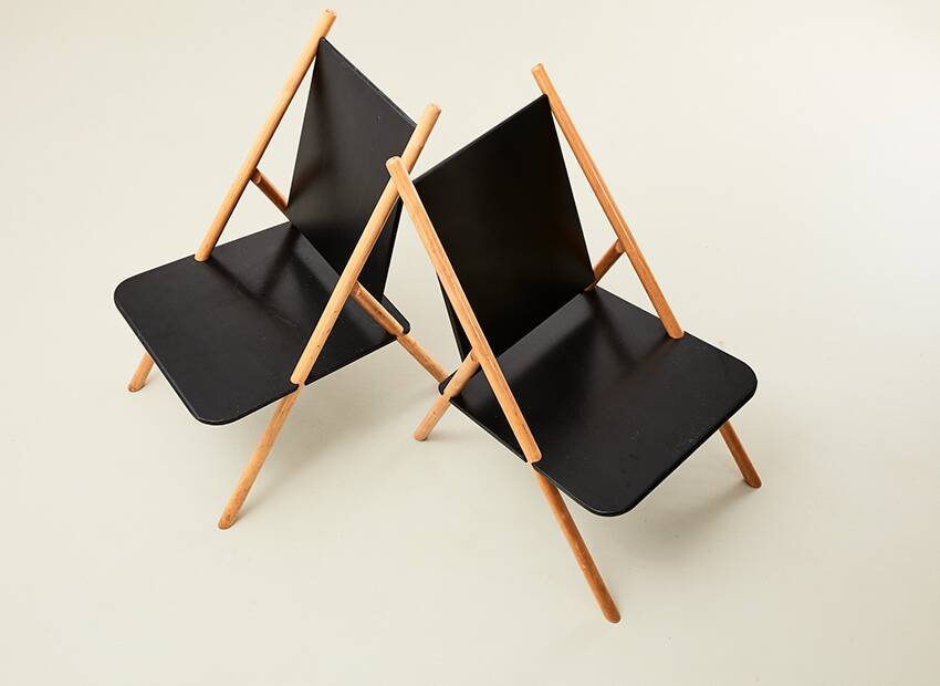Yrjo Wiherheimo & Rudi Merz Rare Pair of Pinna Lounge Chairs for Korkeakosko Oy Finland 1970s