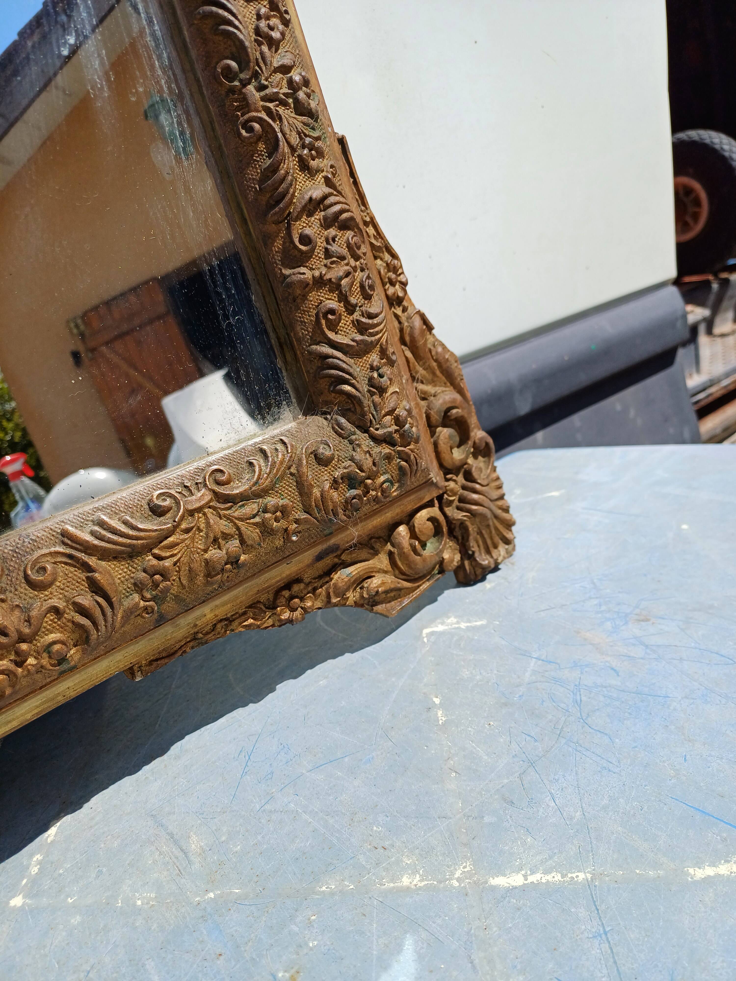 Miroir de Cheminée 19 éme en Bois et Stuk Doré