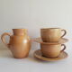 Set of 2 cups, 2 sous cups and 1 milk pitcher Cnp gres vintage village