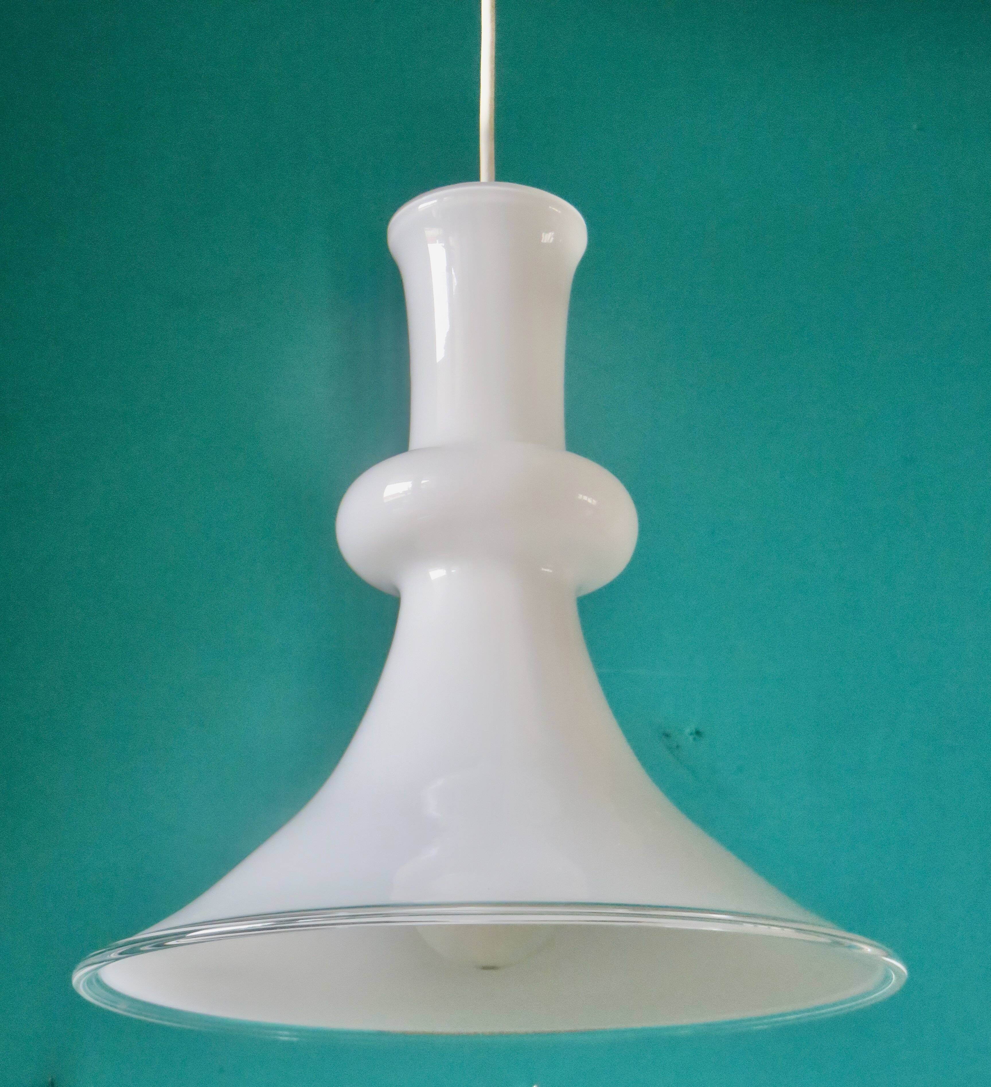 Opal glass pendant lamp by Mickael Bang for Holmegard. Denmark 1972