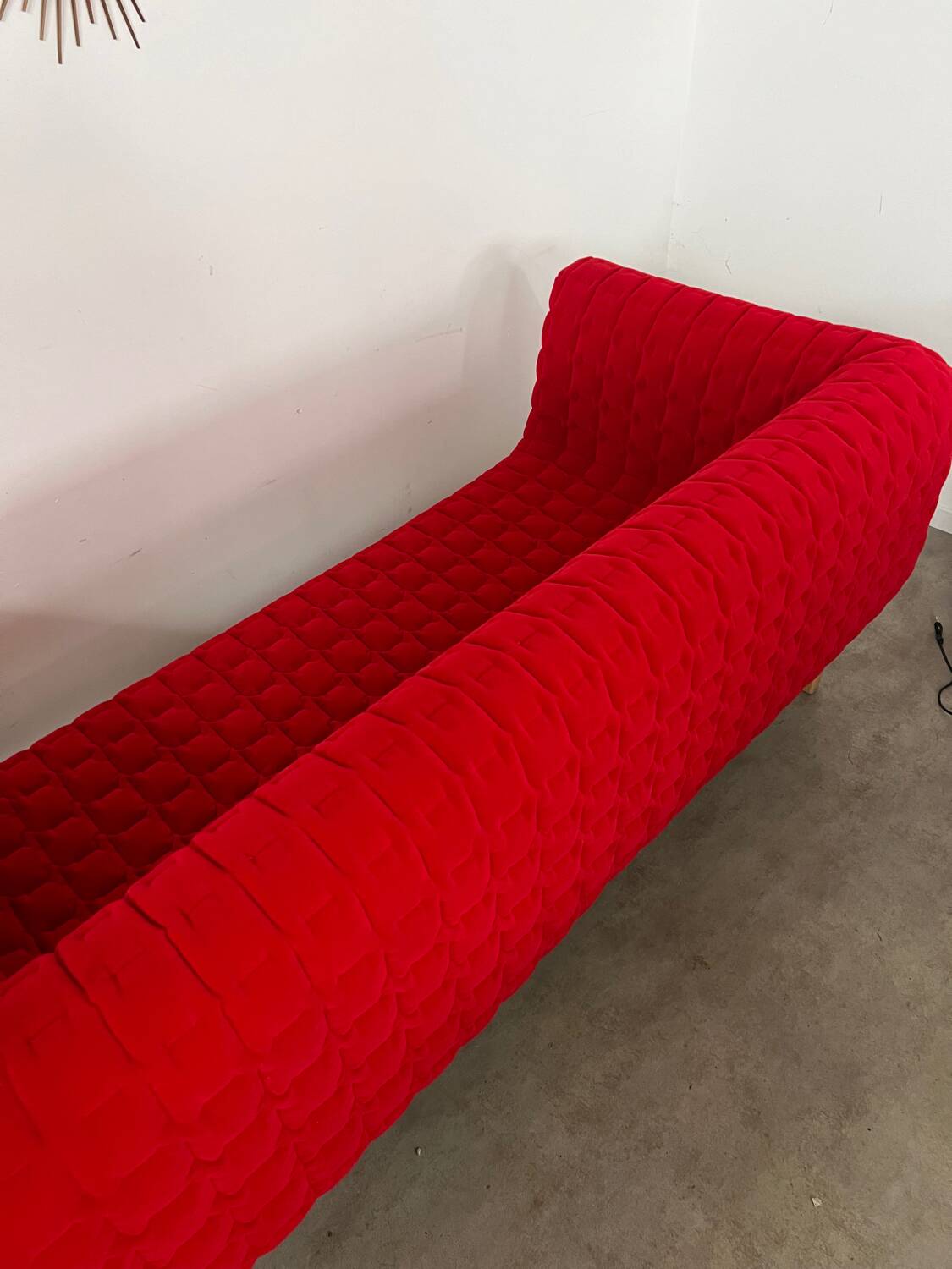 3-seater sofa Ligne Roset Ruché design Inga Sempé red alcantara