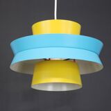 Unique colorful swedish design lamp in yellow and blue color