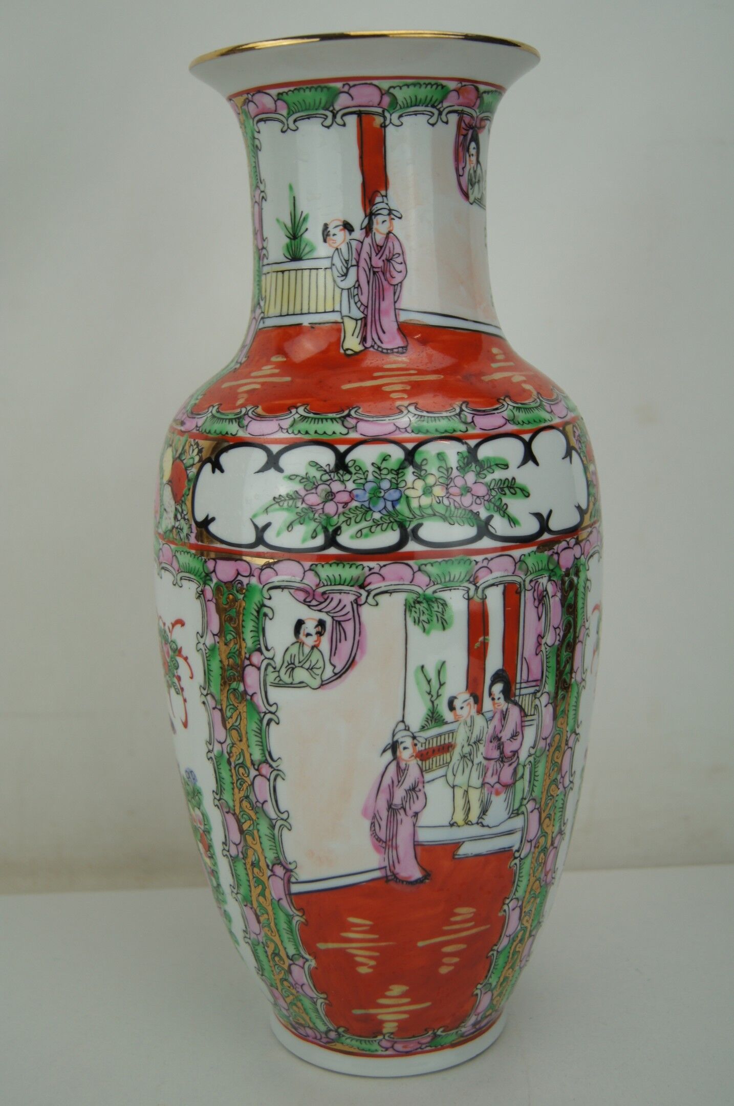 Porcelain vase with polychrome decoration - mid-20th century
