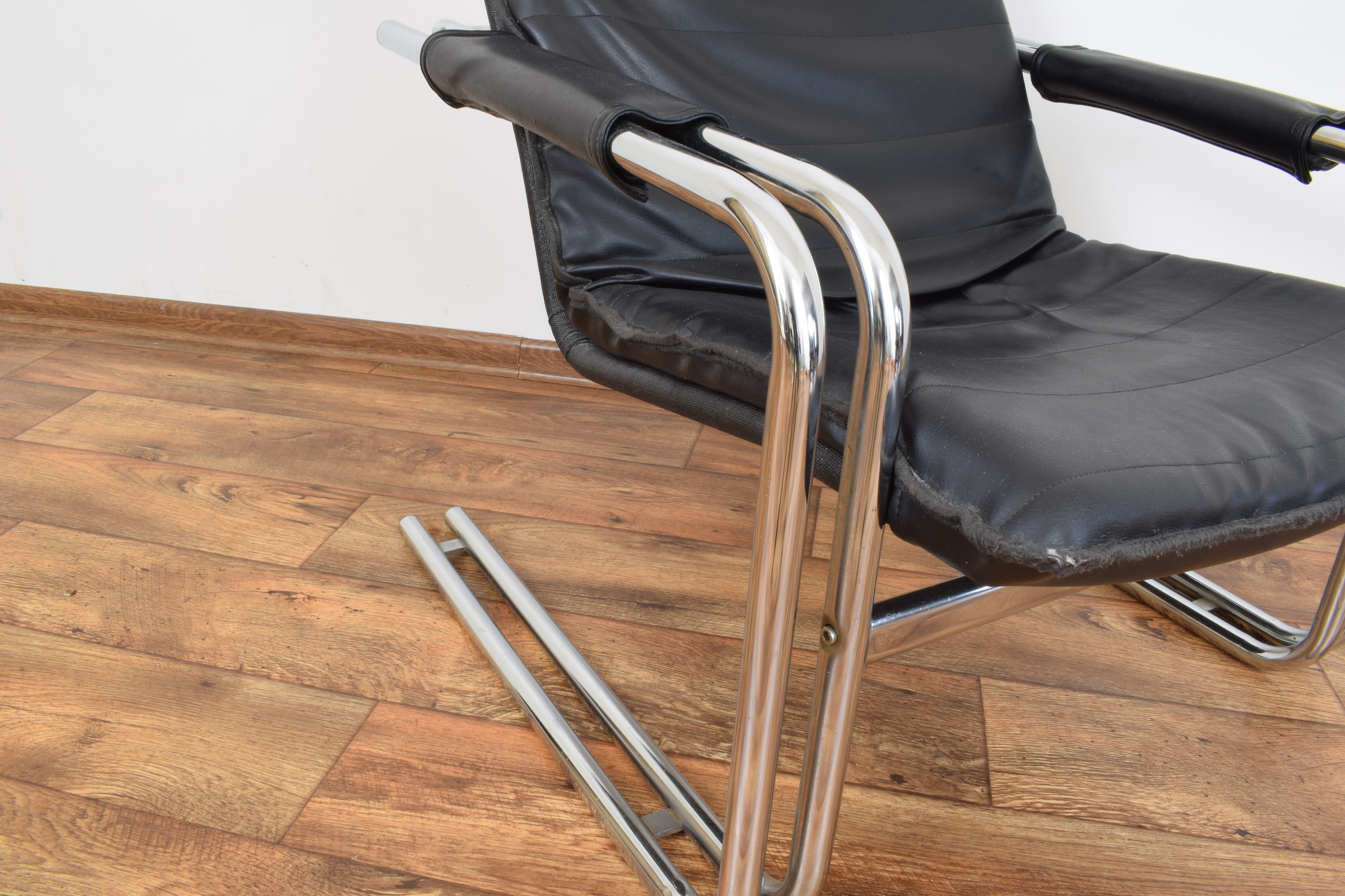 German leather lounge chair, 1970s