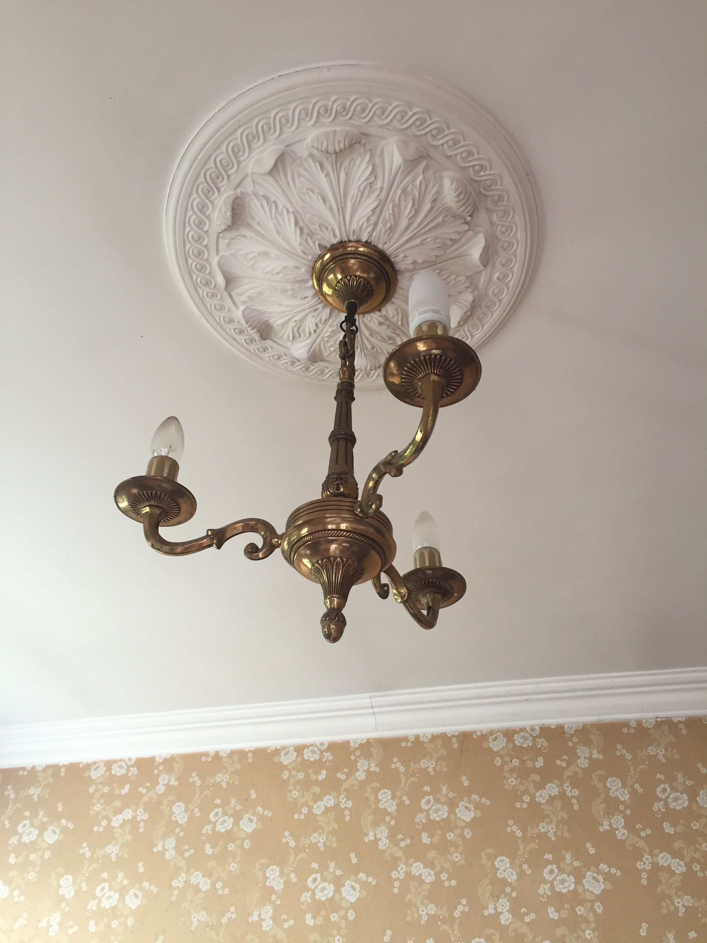 Bronze chandelier 3 branches imitation candles