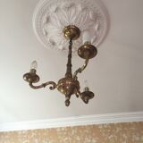 Bronze chandelier 3 branches imitation candles
