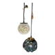 Suspension cascade triple globes anciens verre et opaline