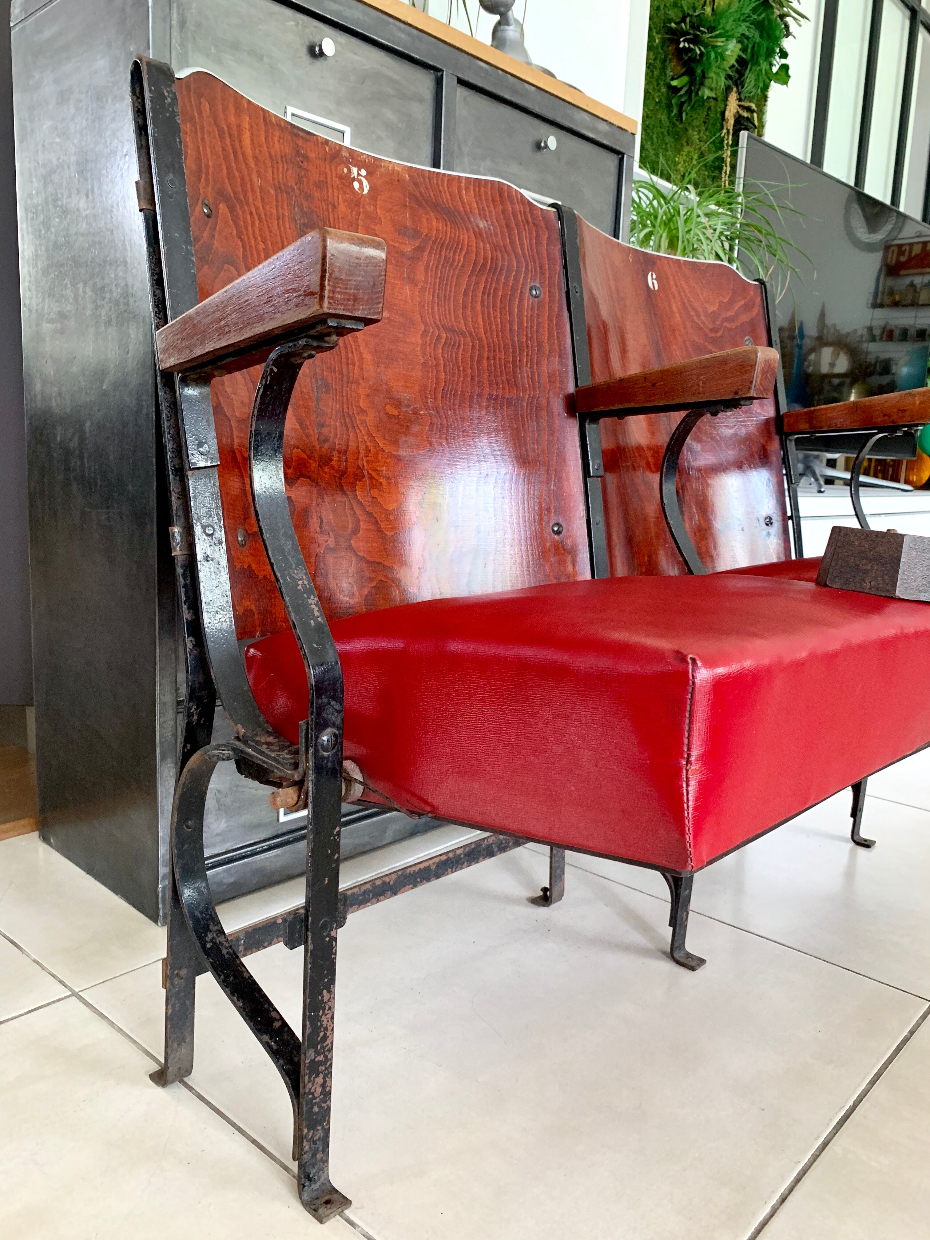 Pair of vintage cinema armchairs