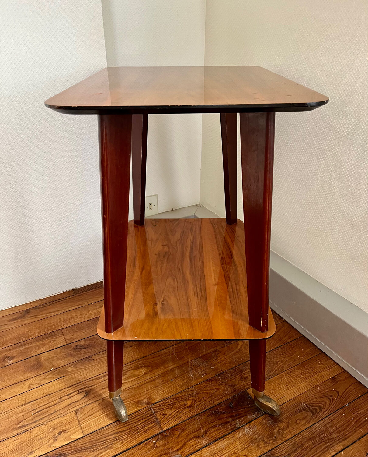 Vintage compass foot serving table 1950