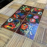 Vintage bamboo, rattan and Vallauris tiles table