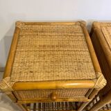 Pair of vintage rattan bedside tables