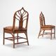 Set of bamboo lounge chairs with Italian 1960 floral cushions