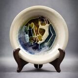 Accolay – glazed earthenware plate with abstract Cépamine decoration – 1970s