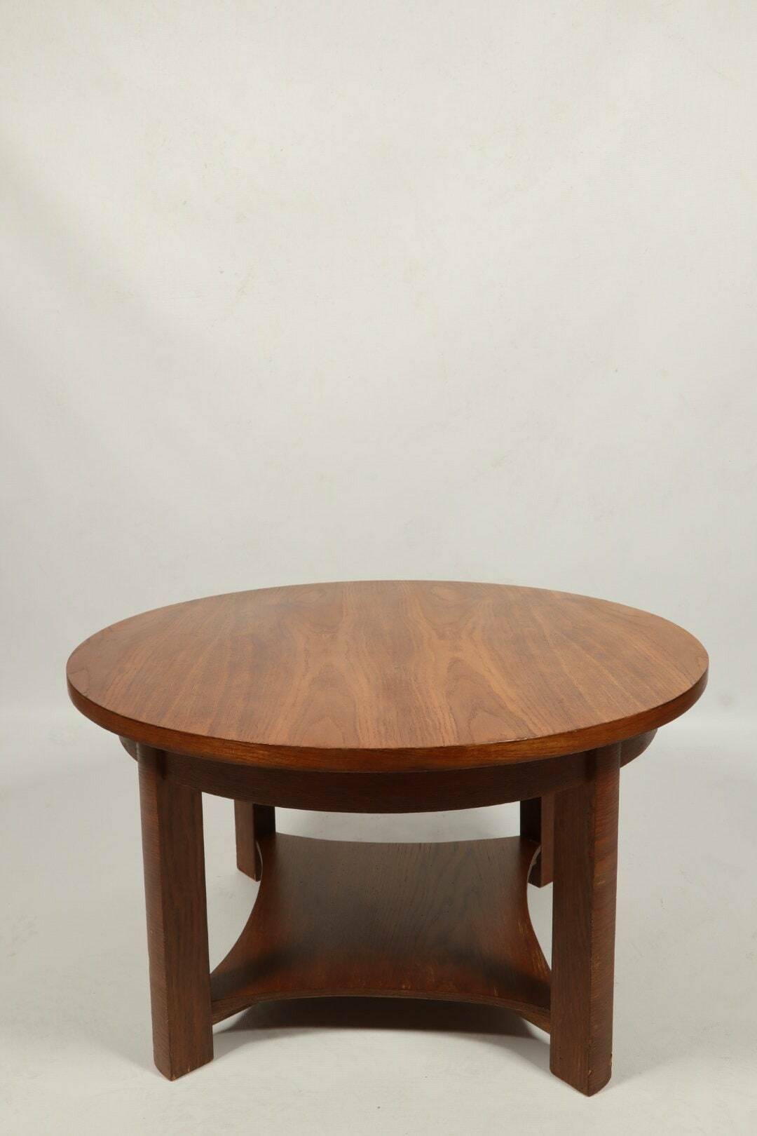 Art deco Round Wood Coffee Table Style Natural Wood renovated Old Table
