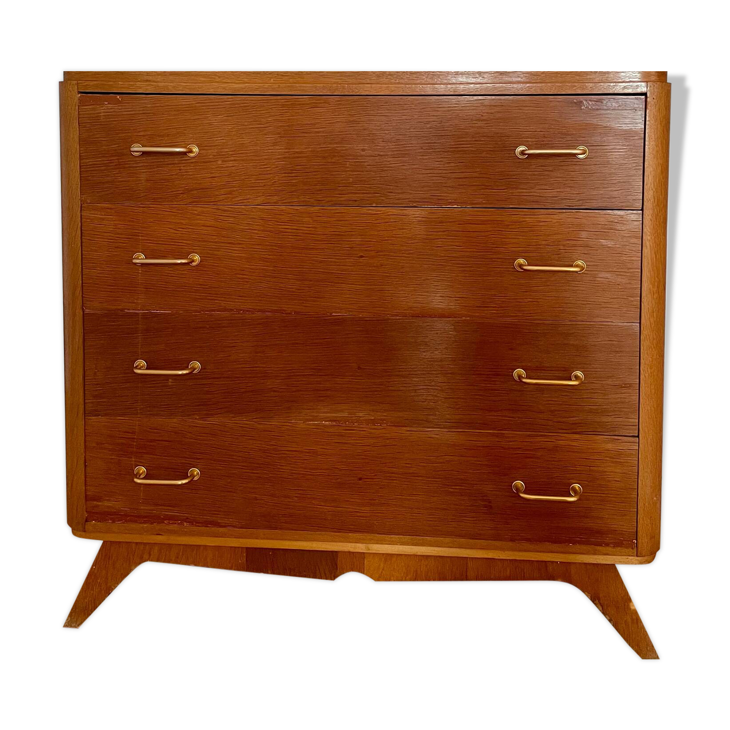 1950s wooden chest of drawers with compass feet