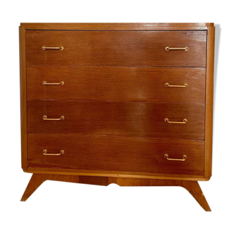 1950s wooden chest of drawers with compass feet