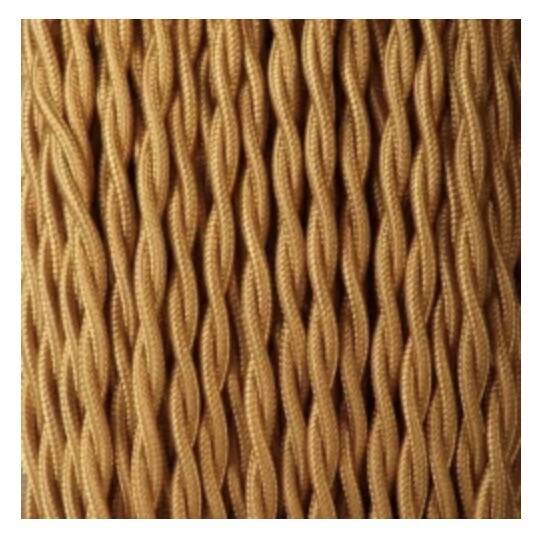 Wood trompe-l'œil lamp, 2 m fabric cable, cotton shade