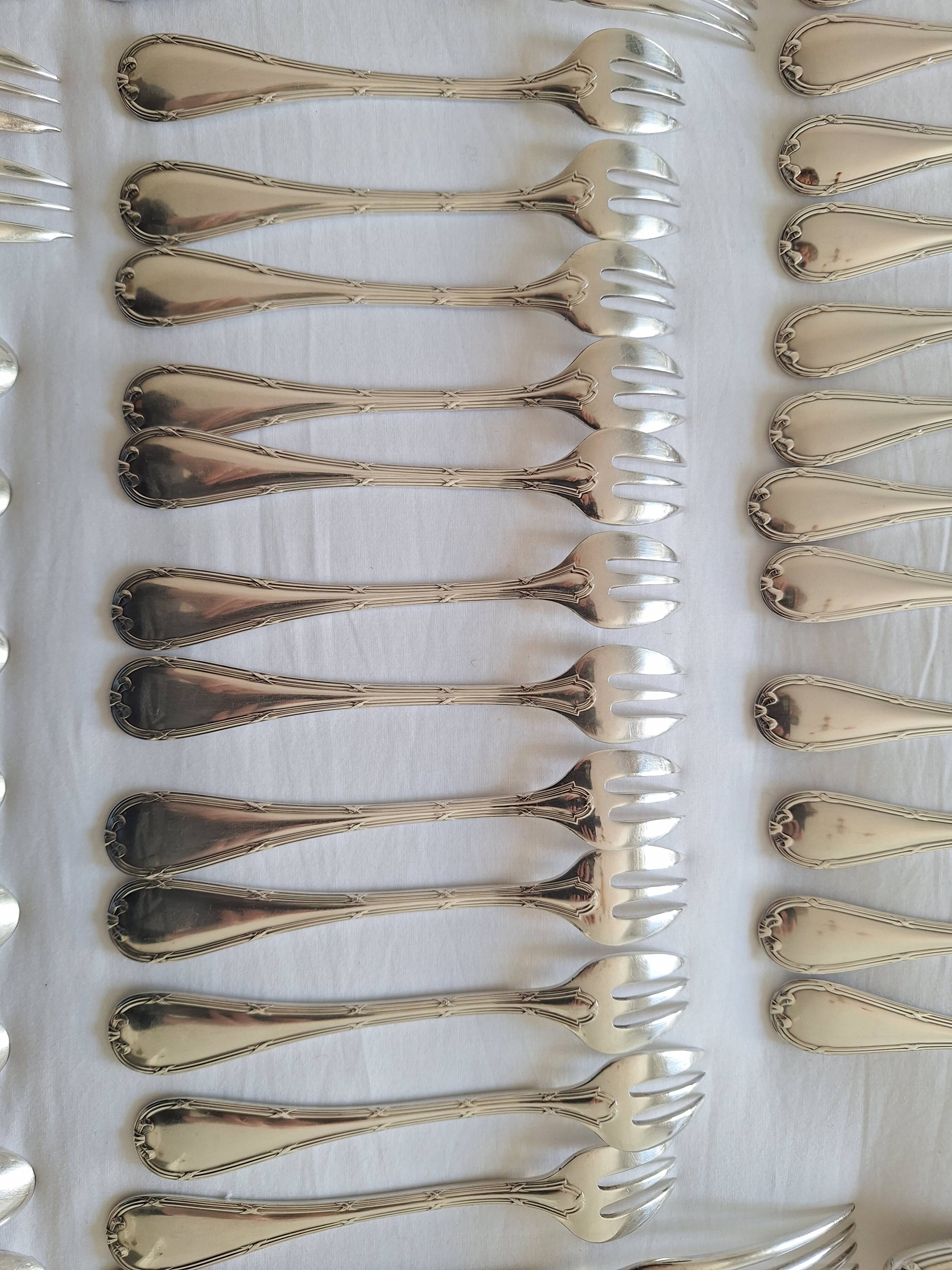 Christofle Rubans Cutlery Set - 133 pieces in silver-plated metal