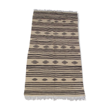 Tapis beige et noir traditionnel tissé à la main