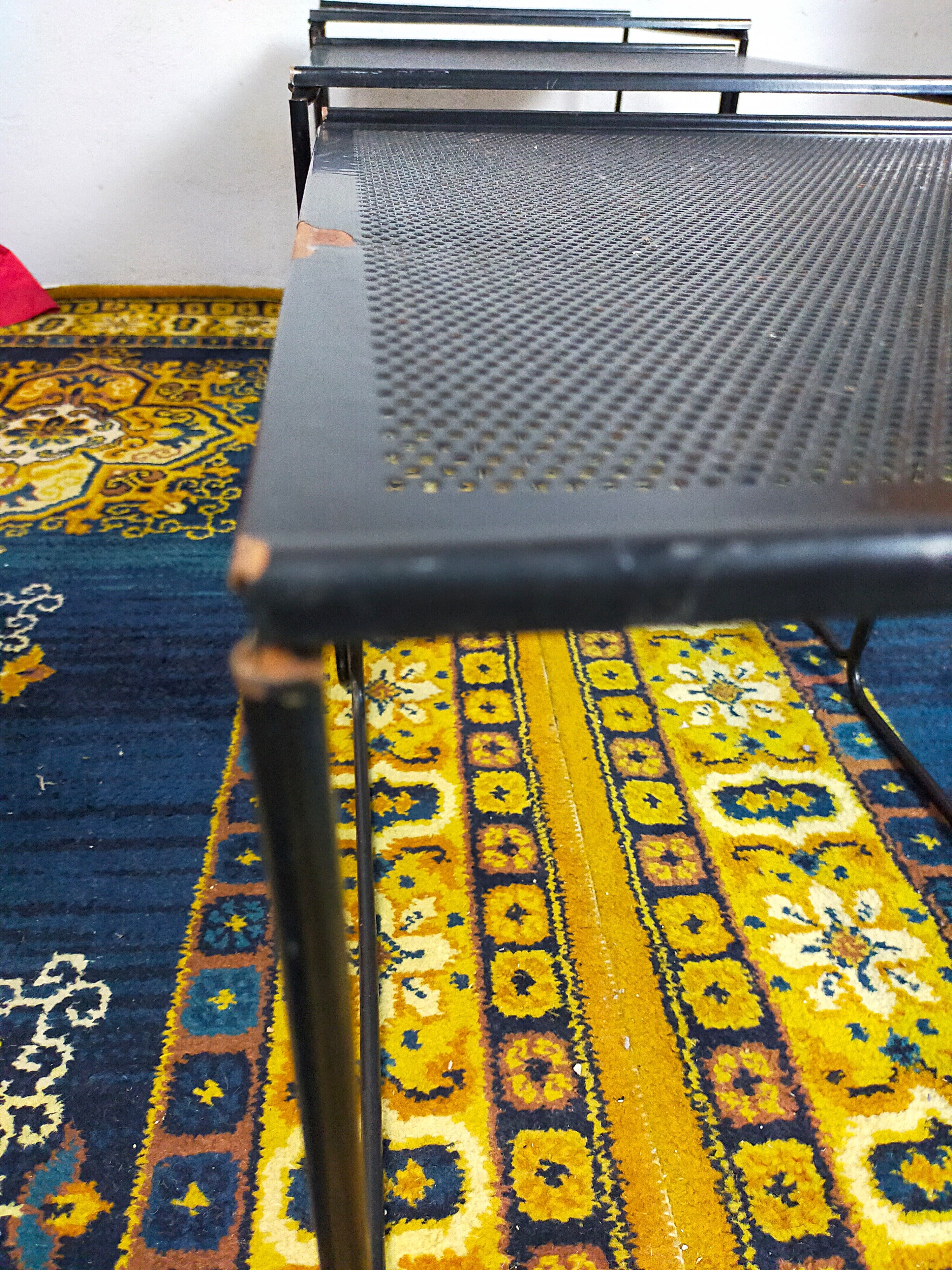 Vintage black metal trundle tables 1950