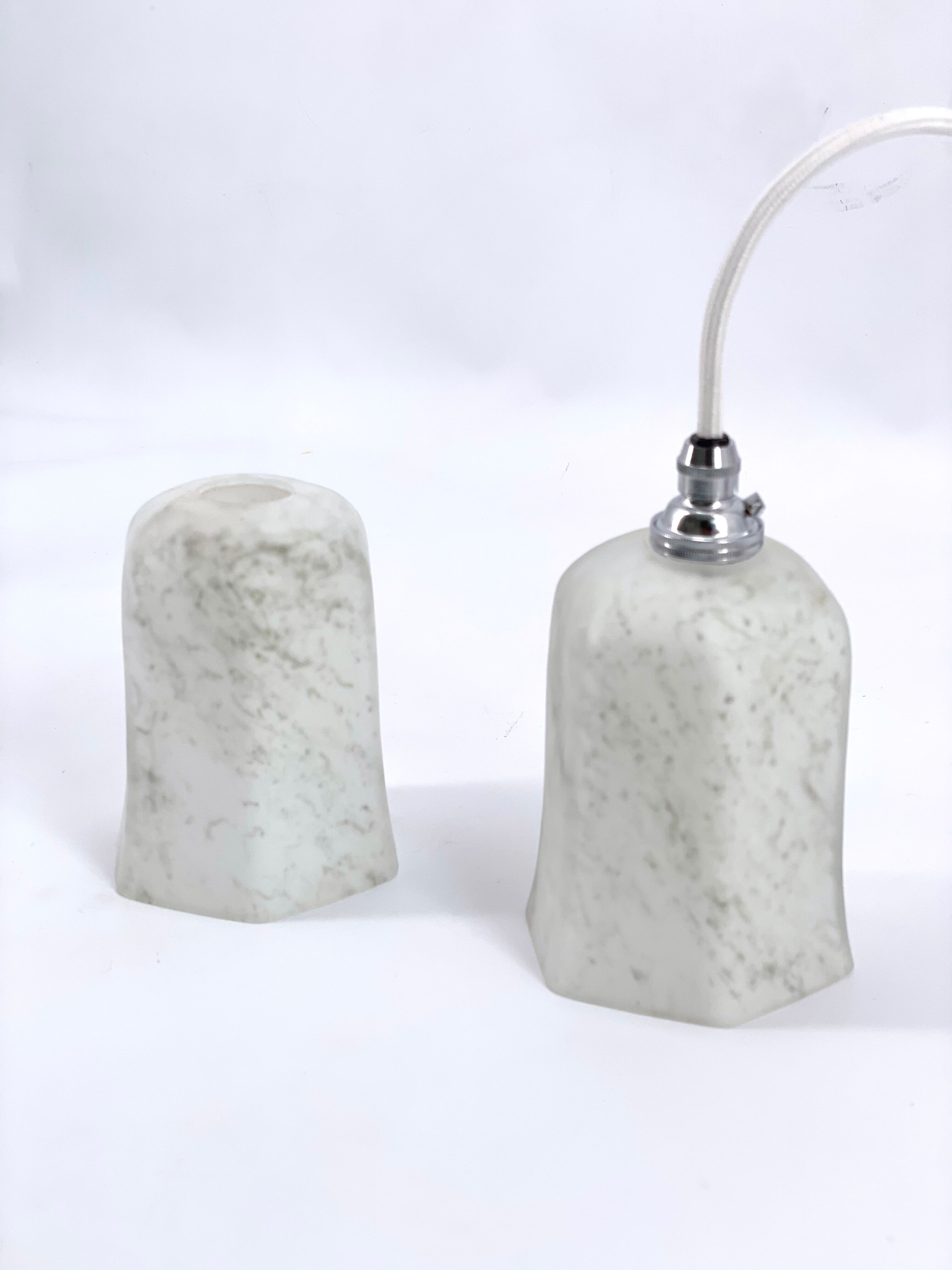 White and grey-green ‘marbled’ pendant light 1920