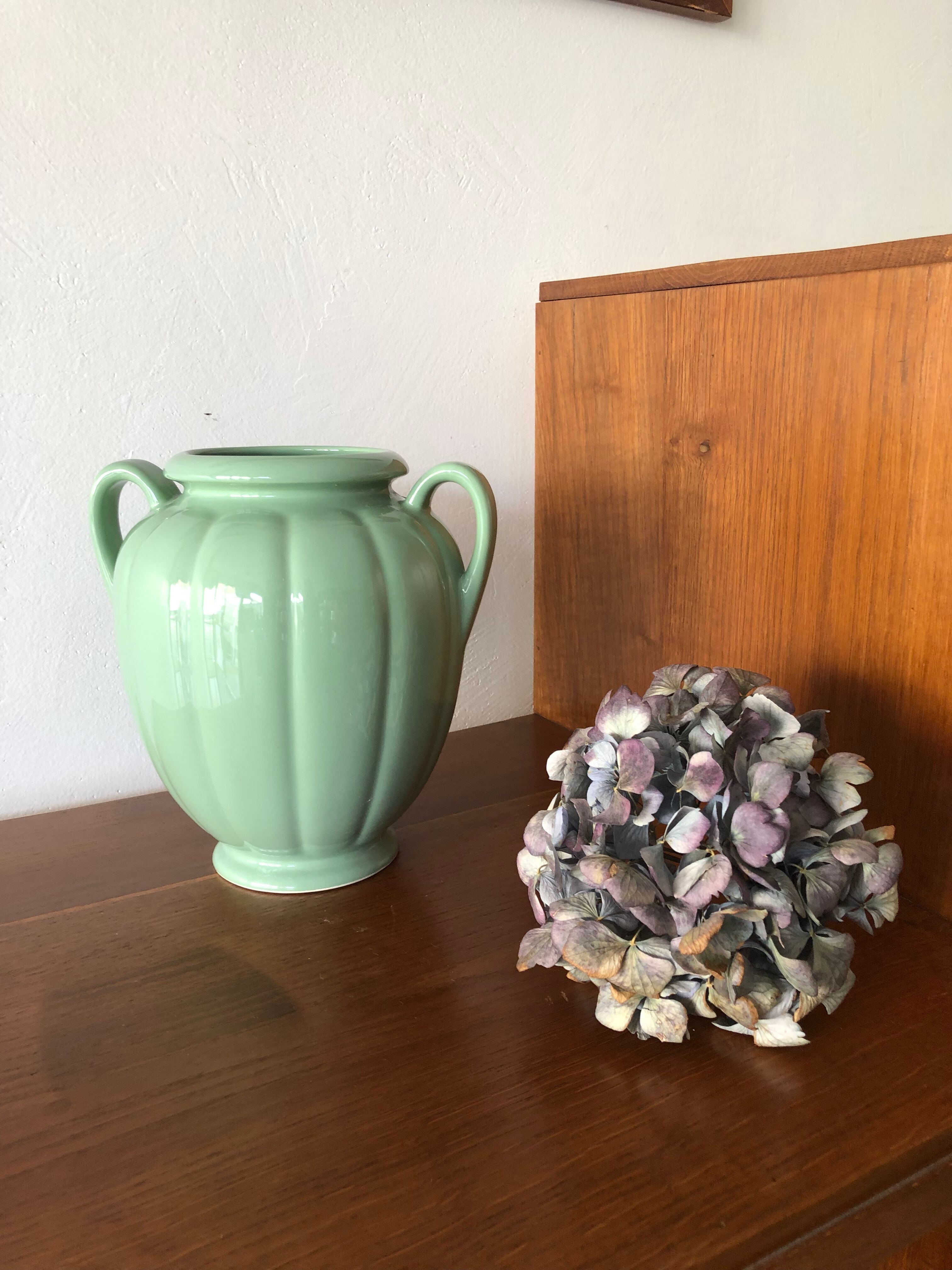 Green vintage water vase