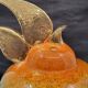 Gérard Crociani soup tureen in orange zoomorphic ceramic French gilded with fine gold Vallauris
