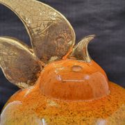 Gérard Crociani soup tureen in orange zoomorphic ceramic French gilded with fine gold Vallauris