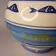 Portuguese Ceramic Vase Decorated with Blue & Gold Fish