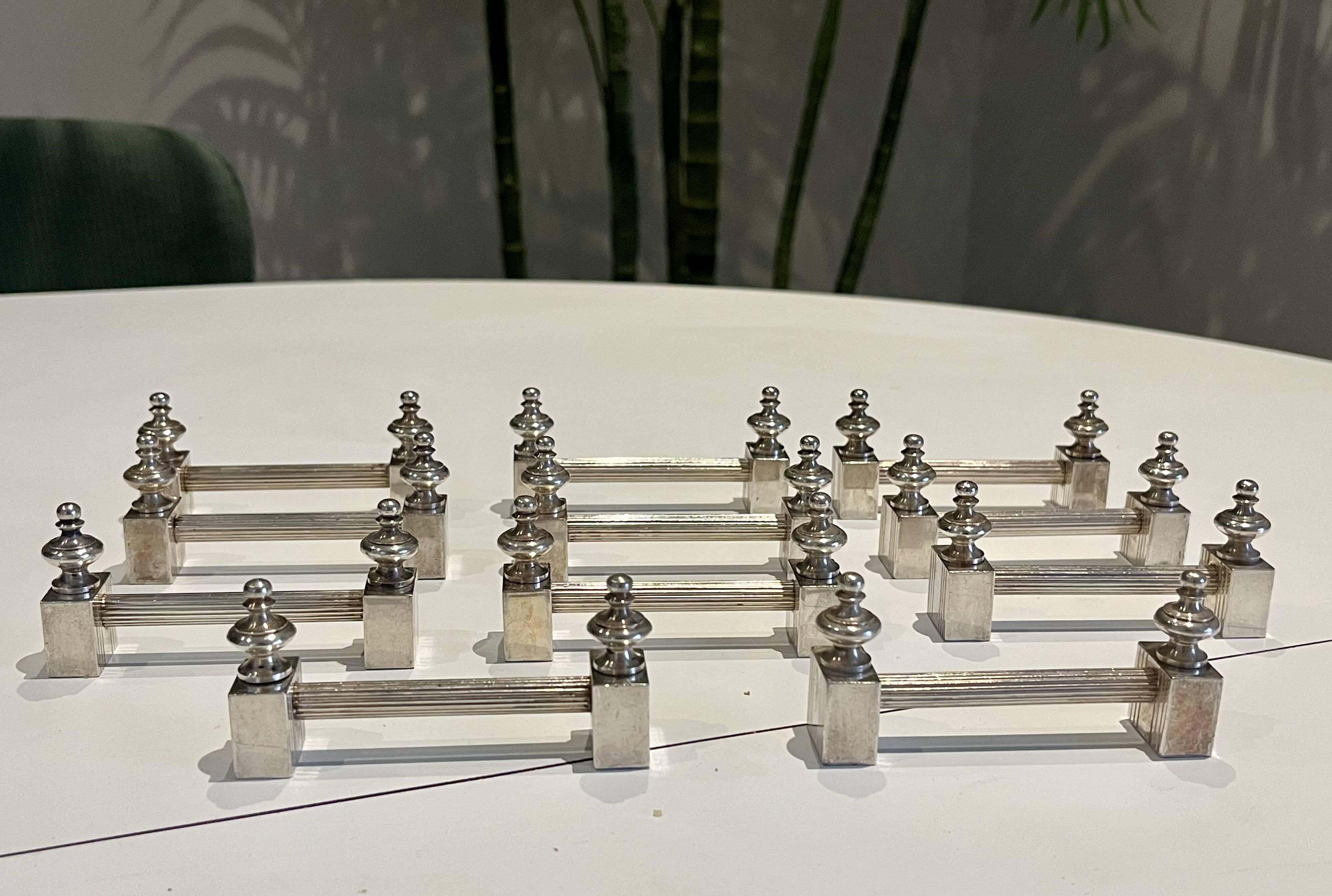 11 knife rests - Art Deco - Silver metal