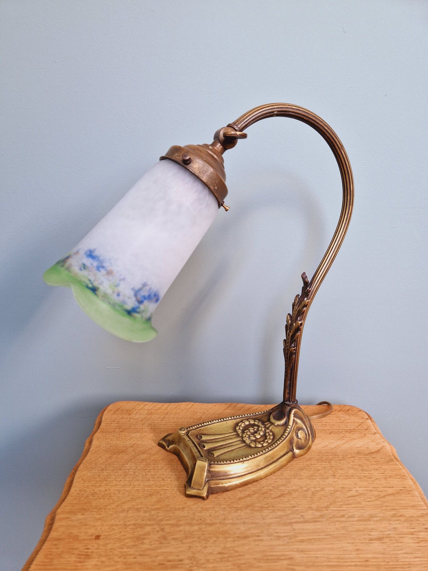 Art Nouveau table lamp in bronze, Noverdy France bobèche