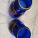 Paire de vases anciens bleu en verre  peints