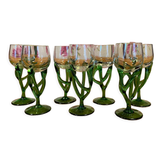 Set of 7 Alsatian-inspired stemmed glasses