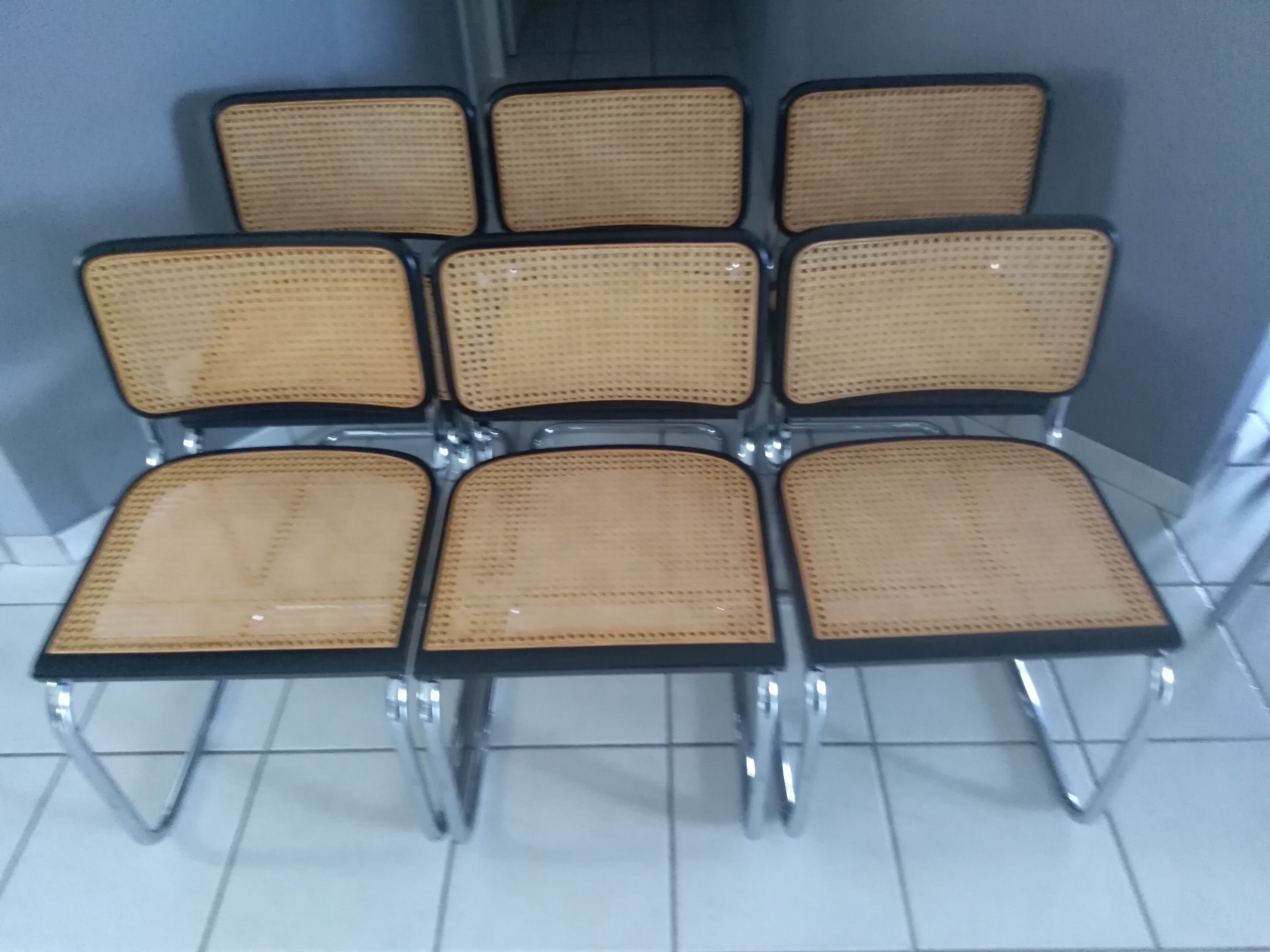Suite of 6 chairs Cesca B32 by Marcel Breuer years 1992