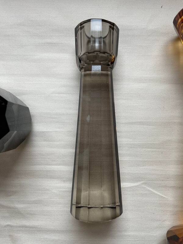 4 designer candle holders in colored glass