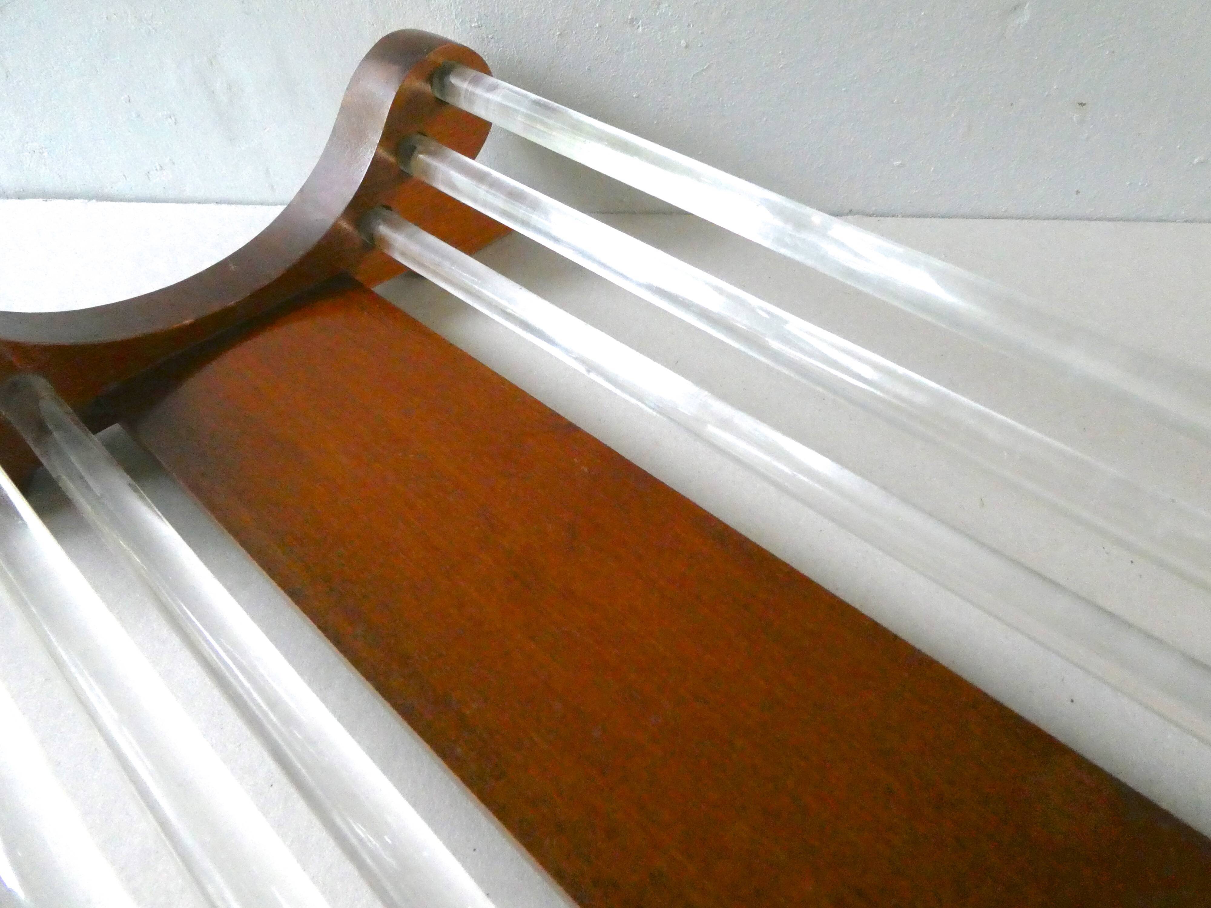 Corbeille à fruits, art Deco,  en bois et tubes de verre