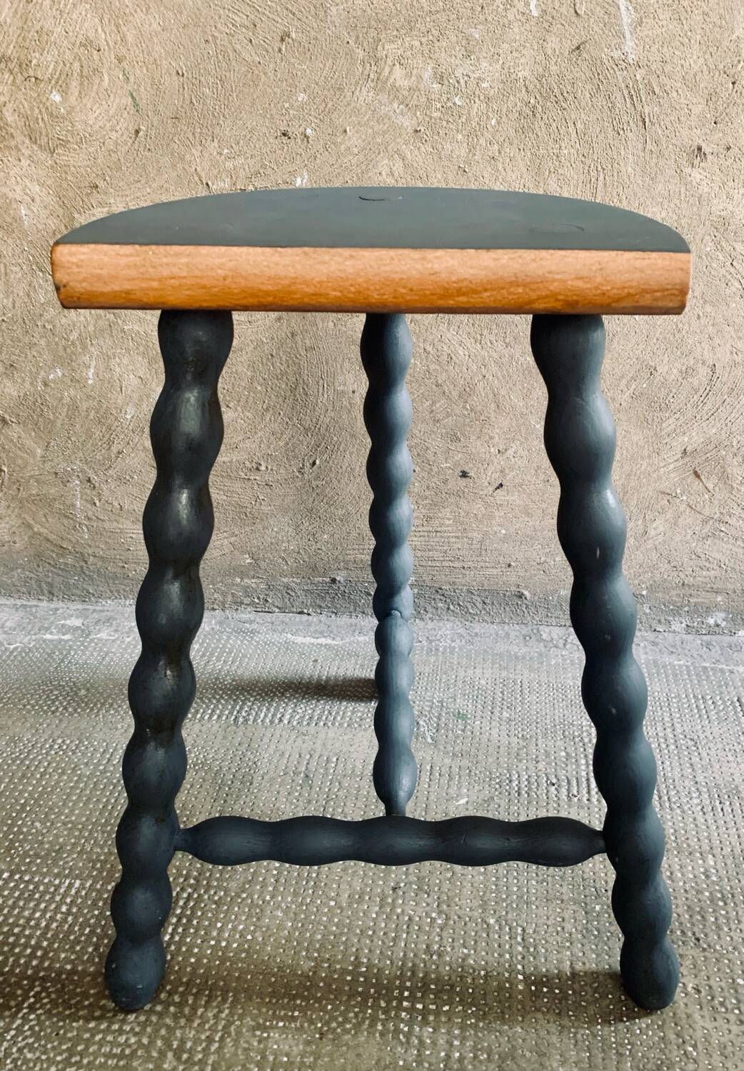 Vintage turned wooden tripod stool