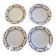 Lot of 4 flat and deep Art Deco plates Badonviller series Louise
