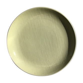 Pale yellow textured textile salins dish 30.5cm