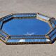 Octagonal Hollywood Regency Mirror with Floral Brass Accents, 1970s