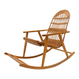Mid-Century Wicker Rocking Chair, Czechoslovakia, 1970's