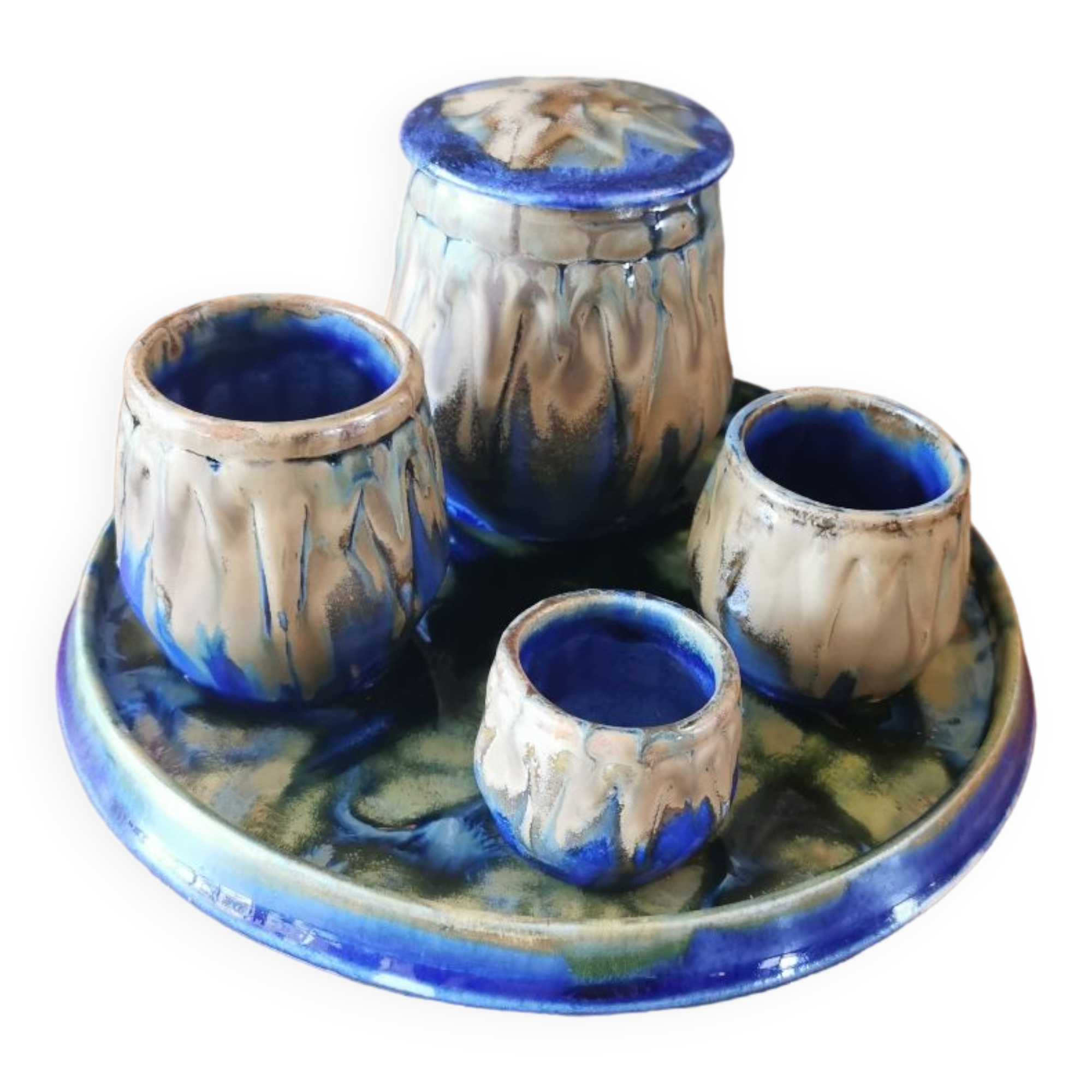 Ensemble de pots vintage en céramique.